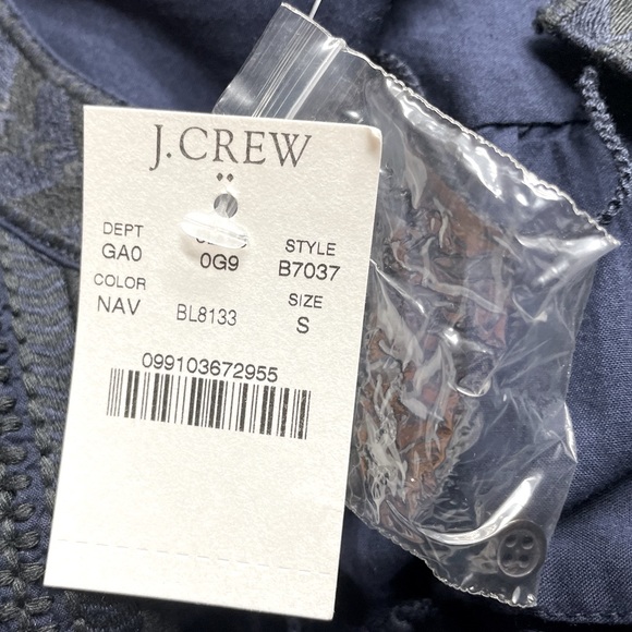 J.Crew Embroidered Bib Peasant Top Navy Blue Sz Small - Picture 12 of 13